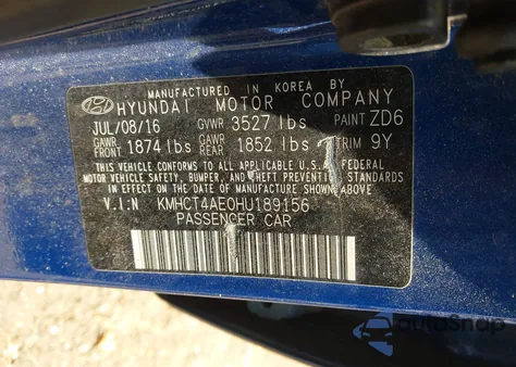 2017 Hyundai Accent Se из США, поврежденный, VIN KMHCT4AE0HU189156